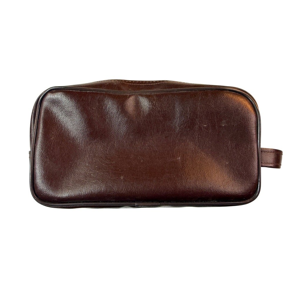 Vintage Sergio Valente Dopp Kit Travel Toiletry Bag Brown Leather Vinyl 80s - Picture 4 of 9